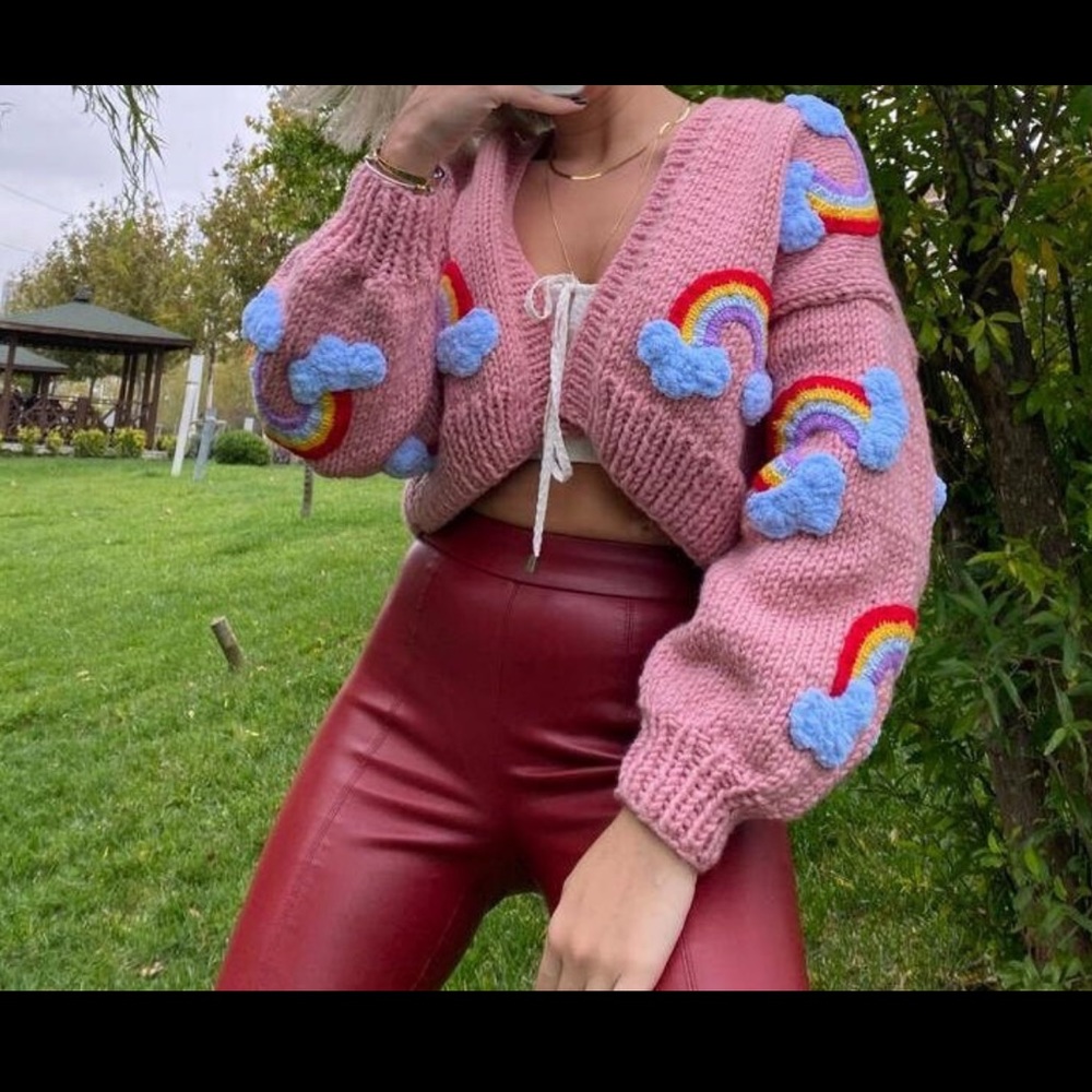 Cute Rainbow short knit jacket